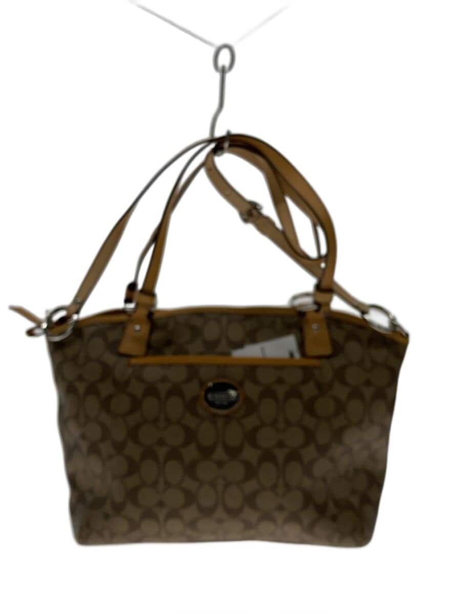 COACH Shoulder Bag Signature Allover Pattern Canvas BEG Allover Pattern F19817