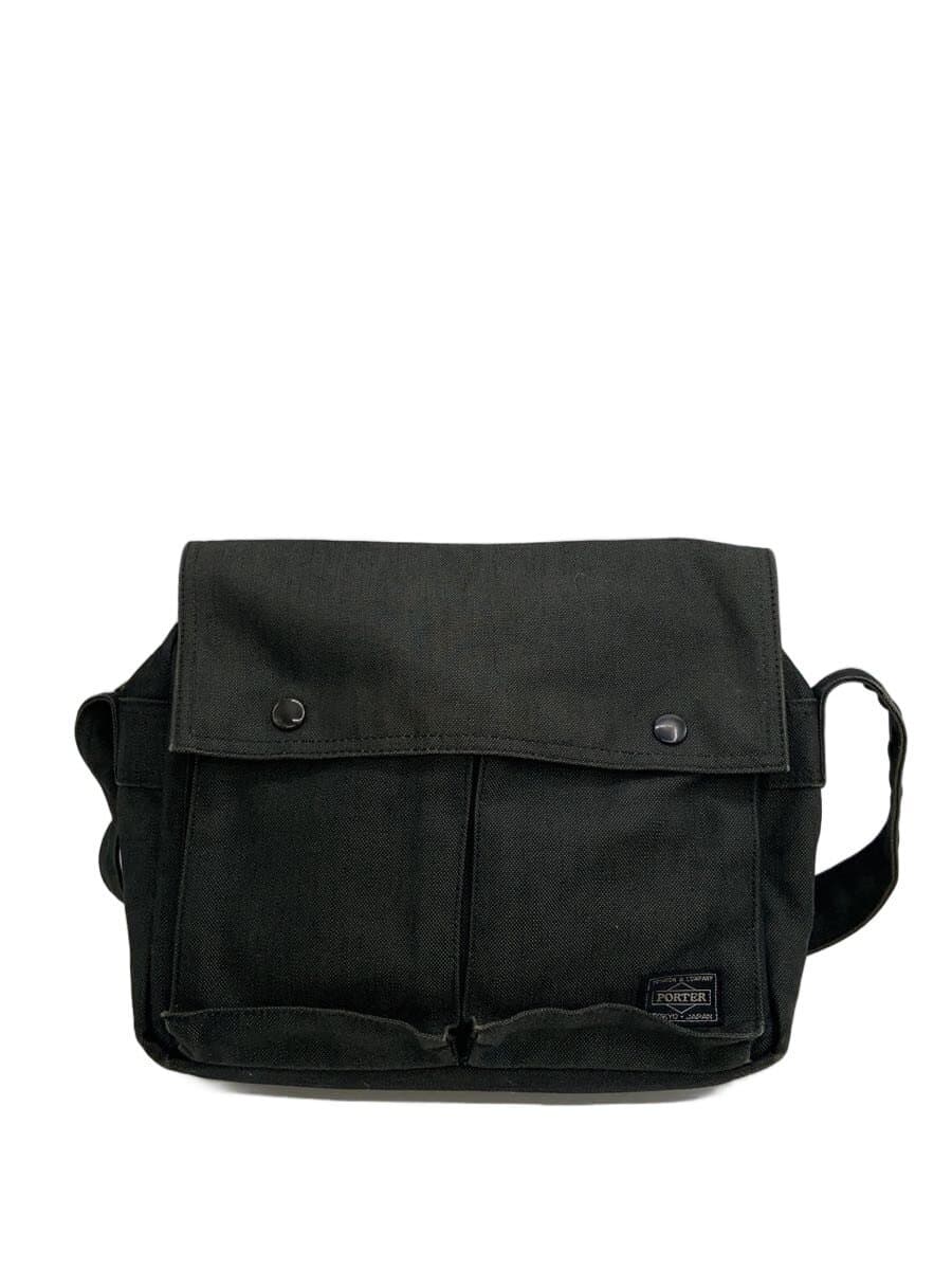 PORTER Shoulder Bag Canvas GRY Solid 592-06582 Corner Scuff