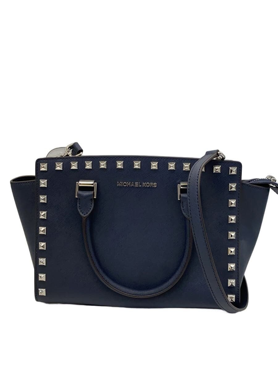 MICHAEL KORS Studs 2-Way Handbag Shoulder Bag Leather NVY 35H8SSMS2L