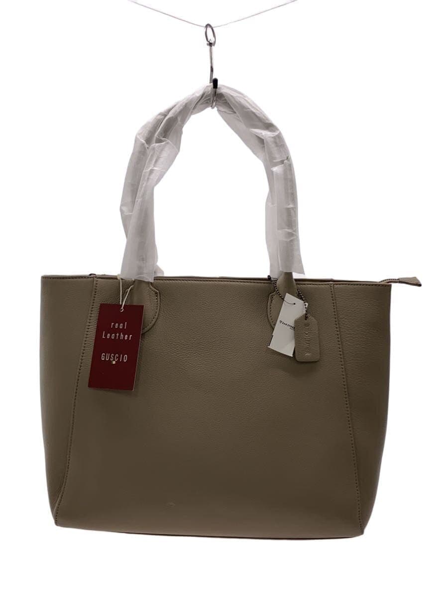 GUSCIO Tote Bag Leather GRY Solid
