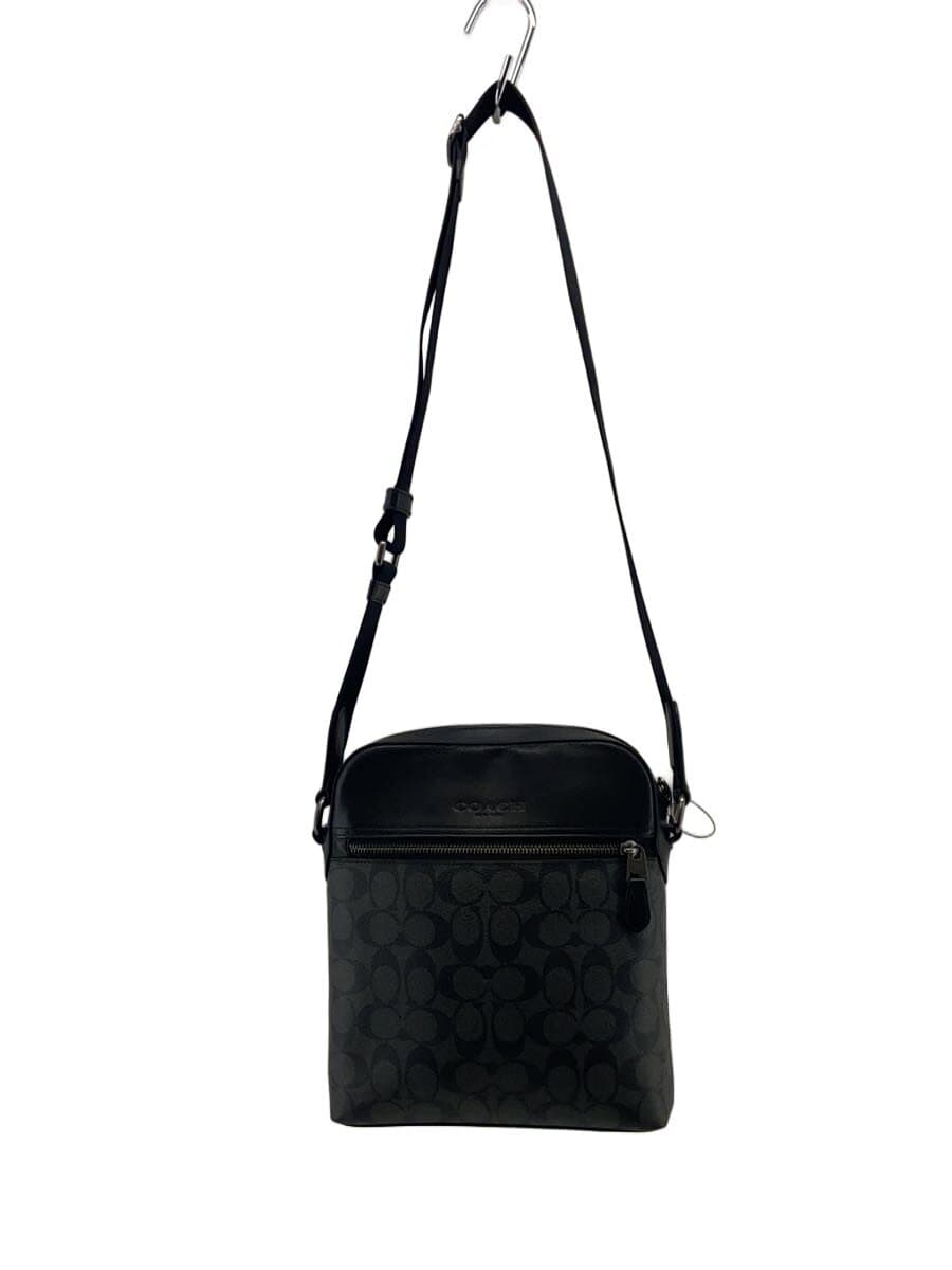 COACH Shoulder Bag Signature Leather Black All Over Pattern F73336