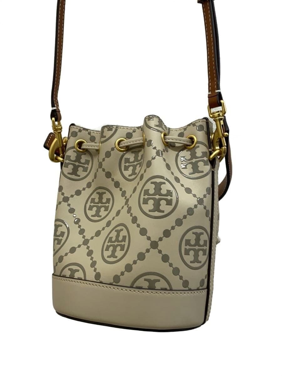 TORY BURCH Shoulder Bag Leather Gray All-over Print