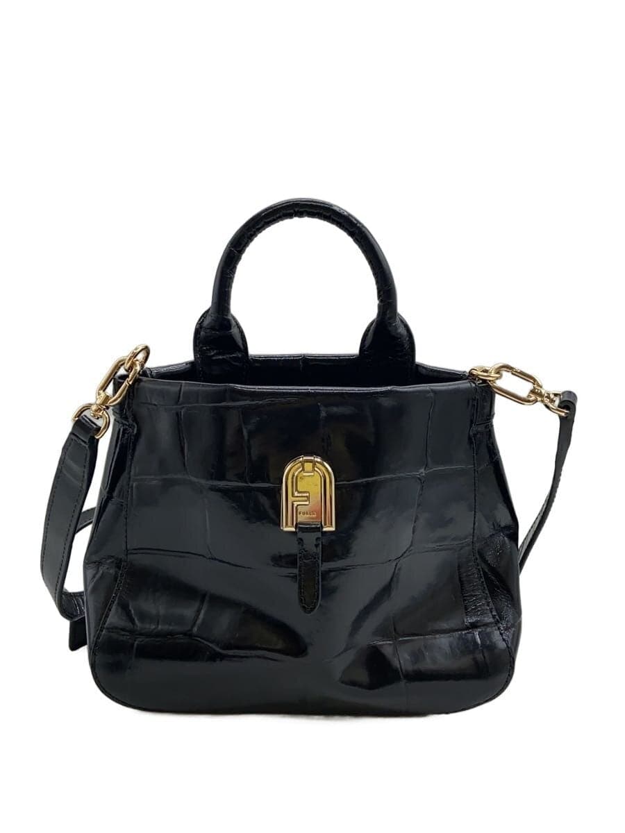 FURLA shoulder bag leather BLK