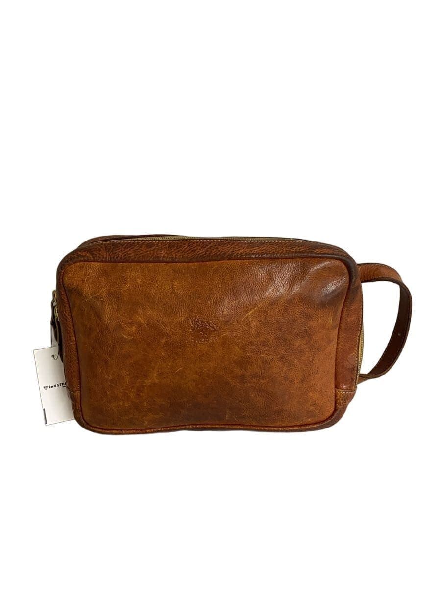 IL BISONTE clutch bag leather BRW plain
