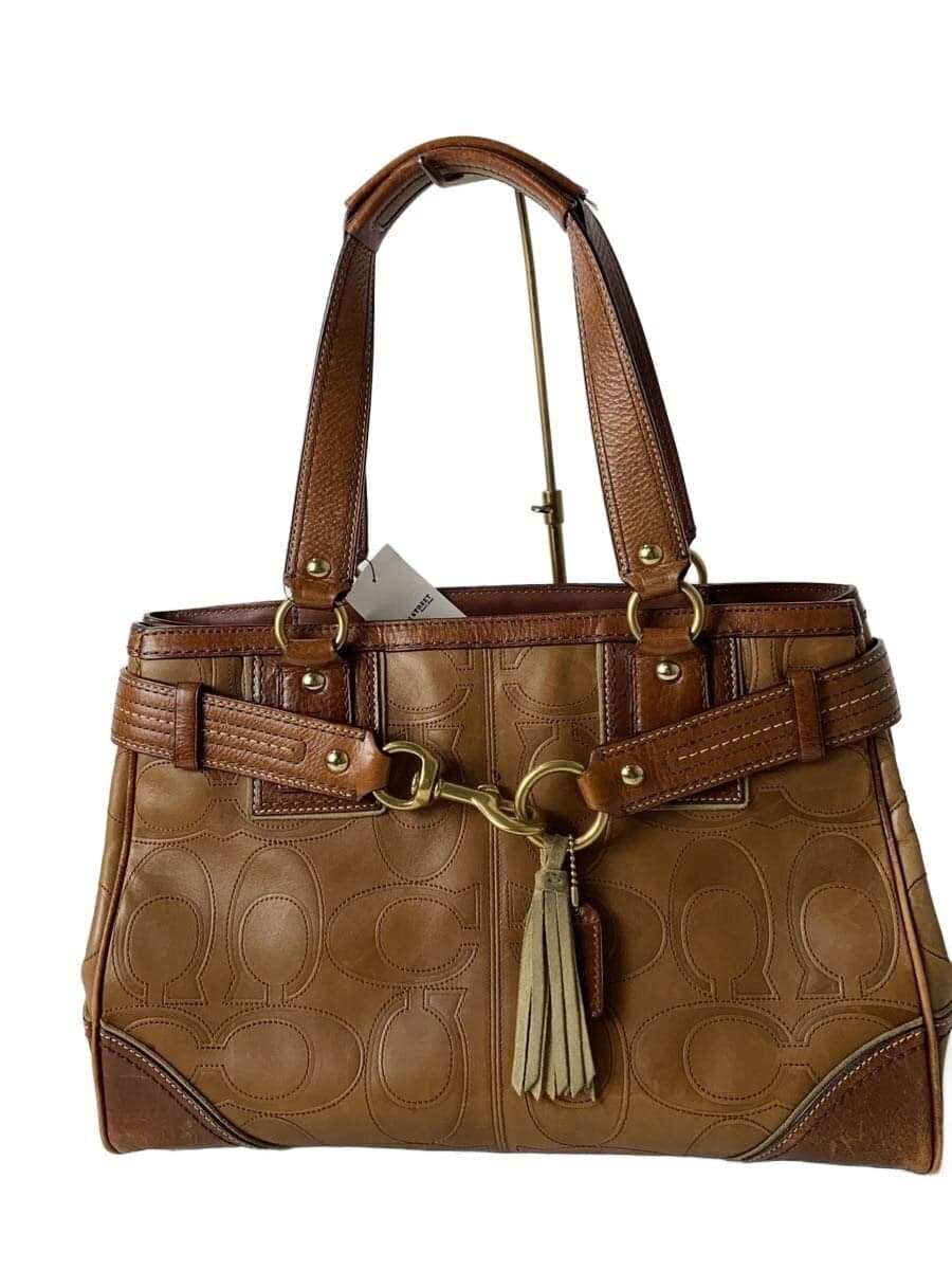 COACH Tote Bag_Embossed Signature_Red BRW All Over Pattern