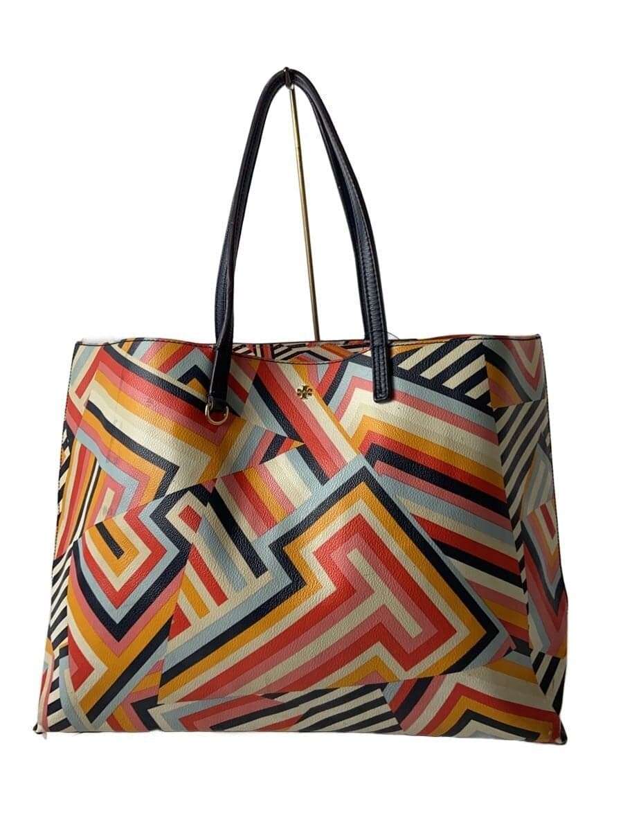 TORY BURCH Tote Bag Leather Multicolor All Over Pattern