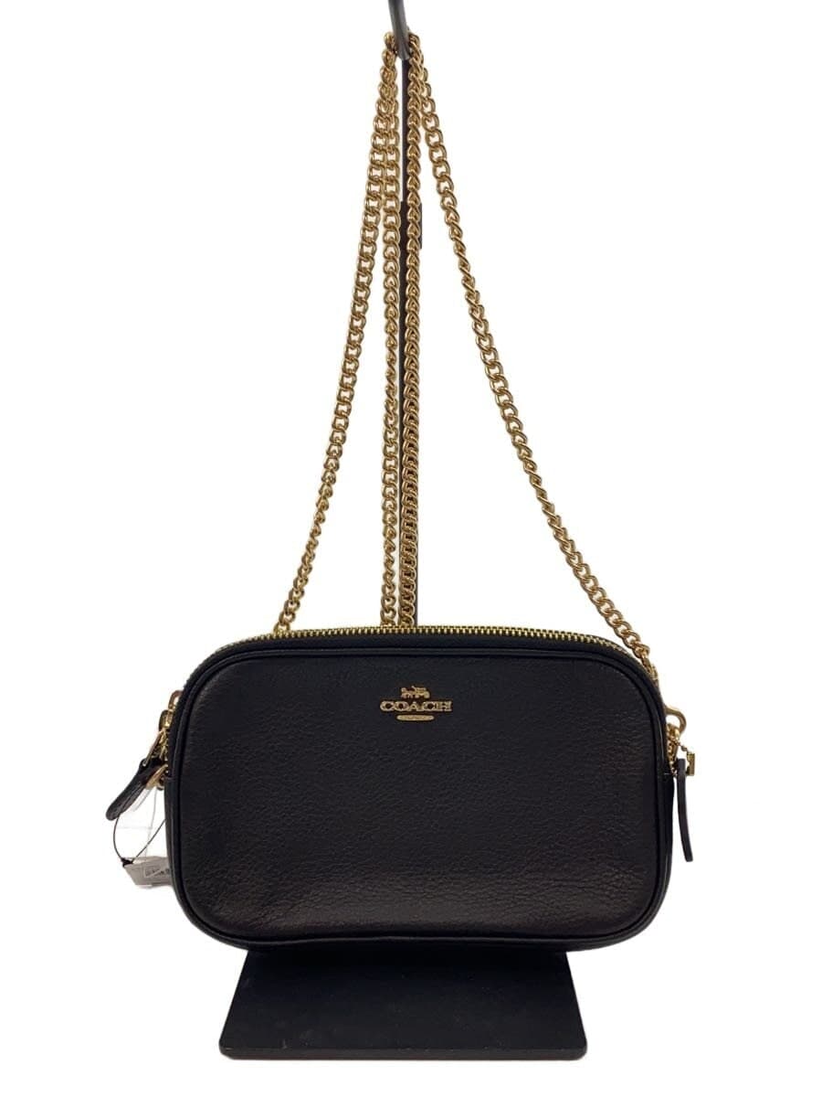 COACH Shoulder Bag Leather BLK Solid