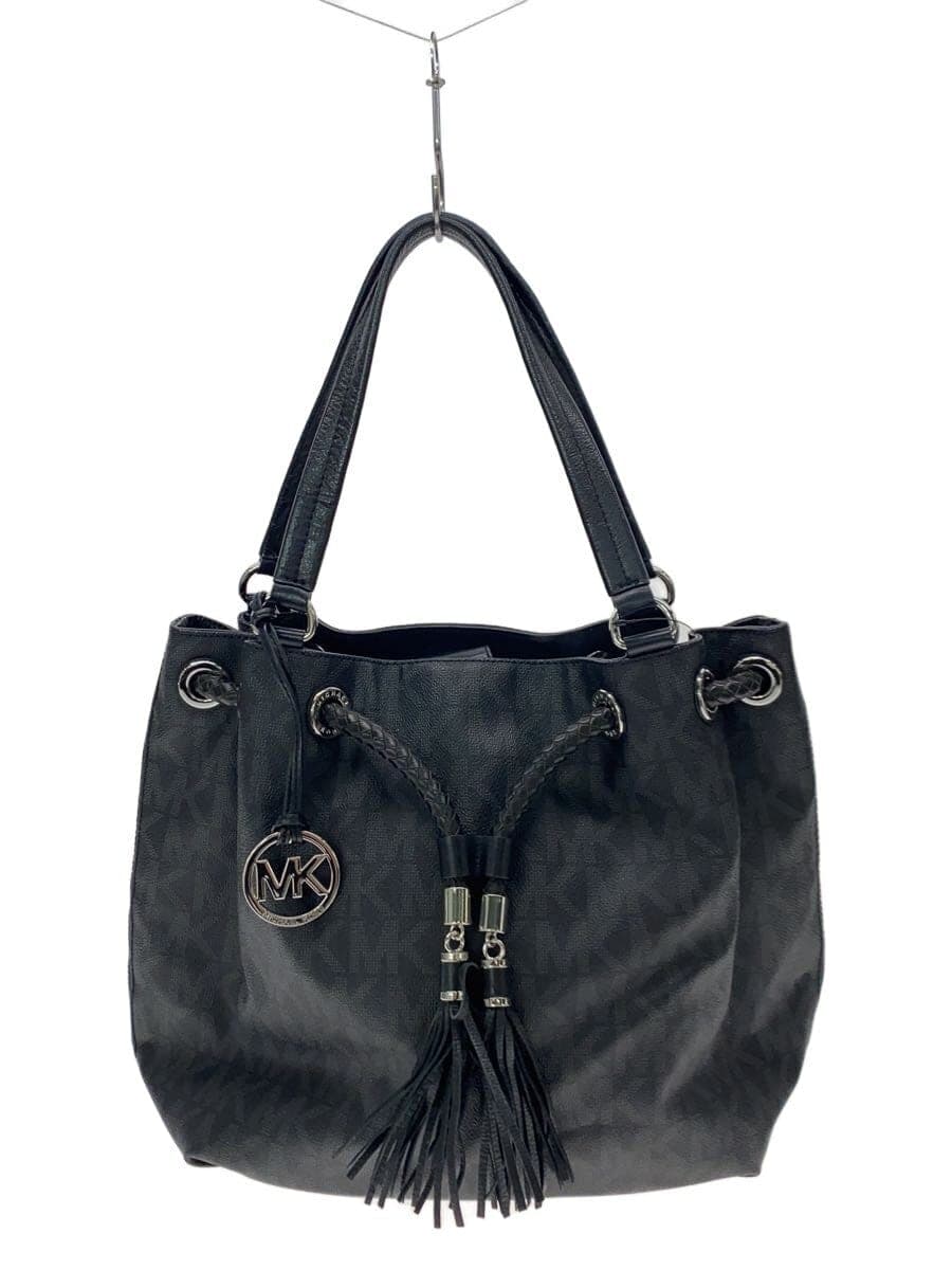 MICHAEL KORS Purse E Jet Set Tote Bag Faux Leather BLK All-over Pattern