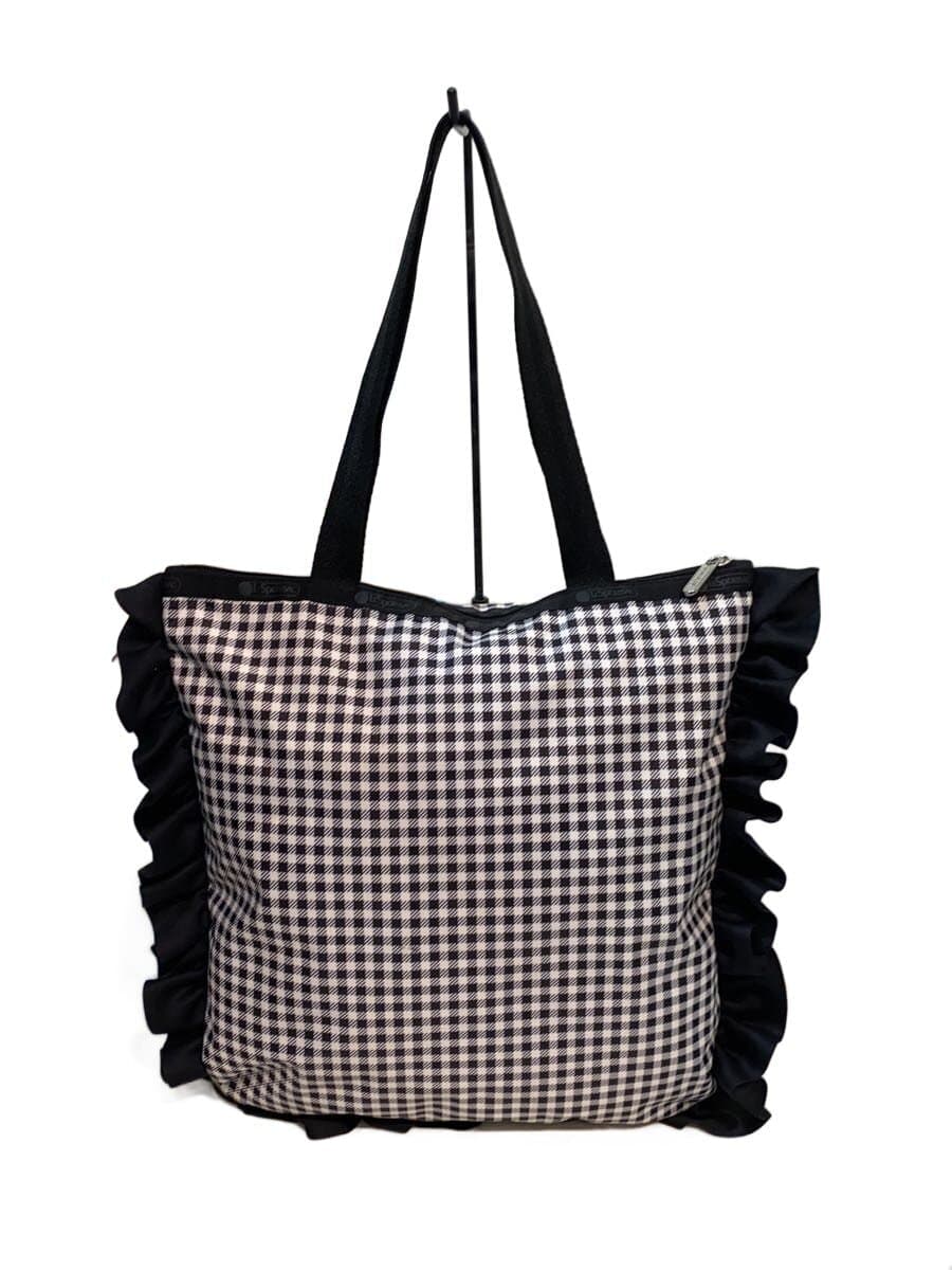 LESPORTSACRUFFLE TOTE Tote Bag Polyester BLK Gingham CK