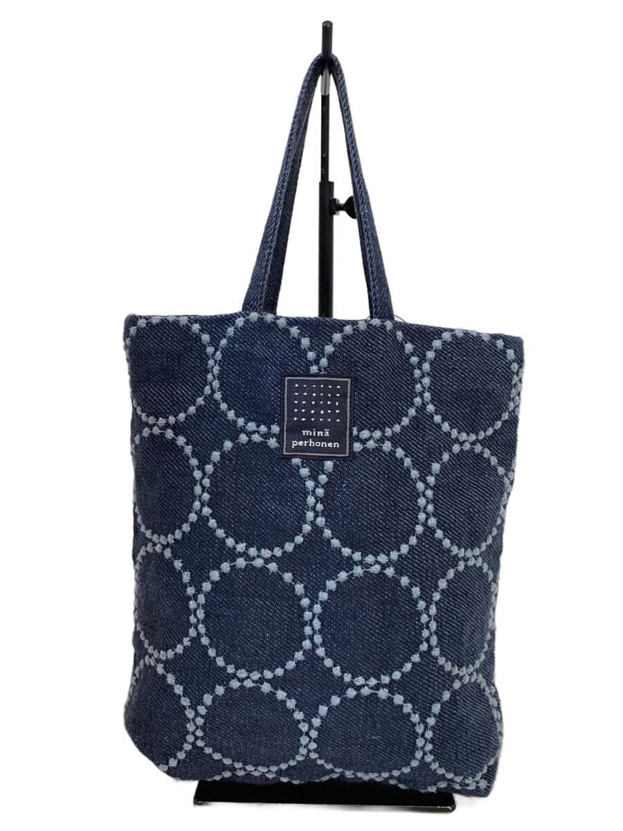 mina perhonentambourine toast bag toast bag tote bag -- NVY all-over pattern