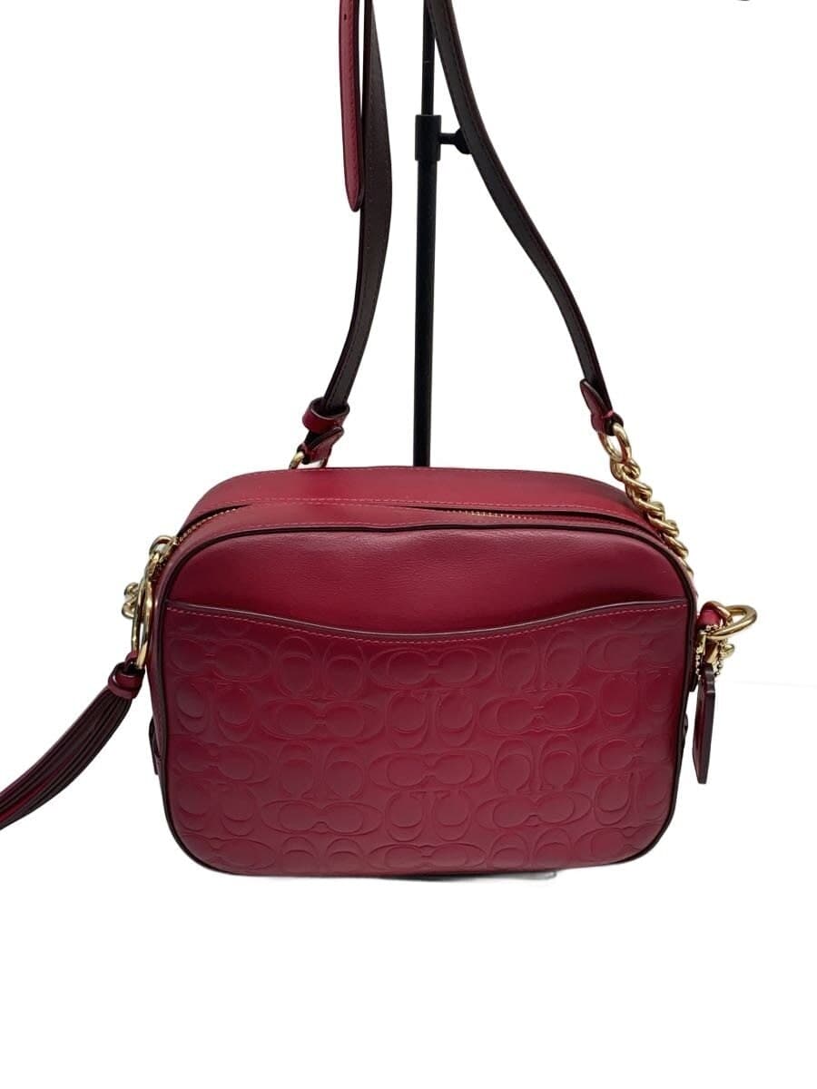 COACH Shoulder Bag Leather RED All Over Pattern 39184