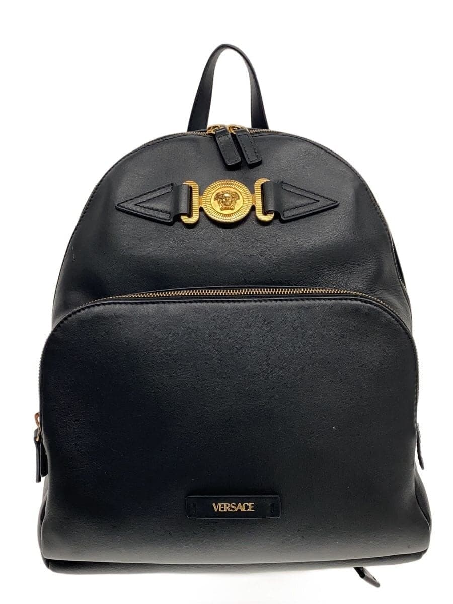 VERSACE Medusa Letter V Backpack Leather Black 1005331