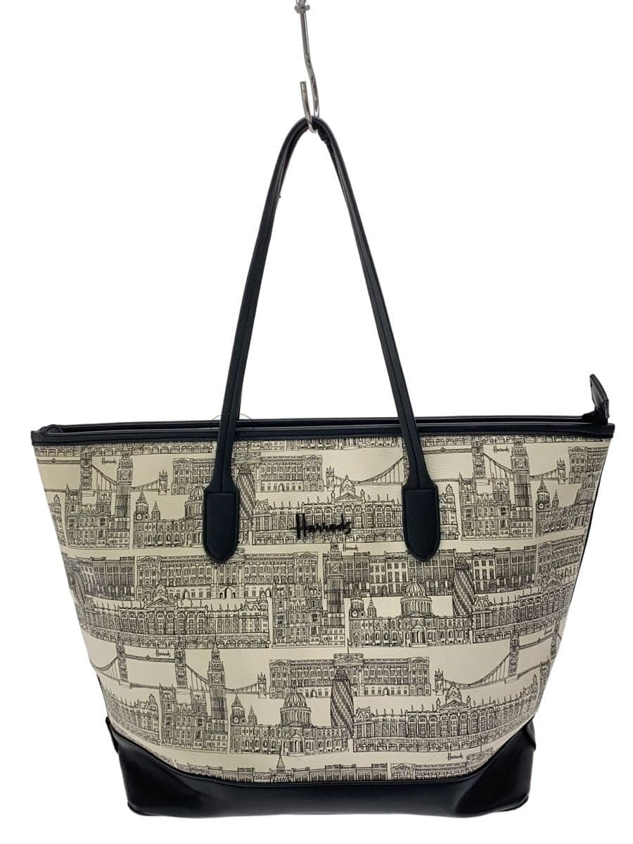 Harrods Tote Bag WHT All Over Pattern