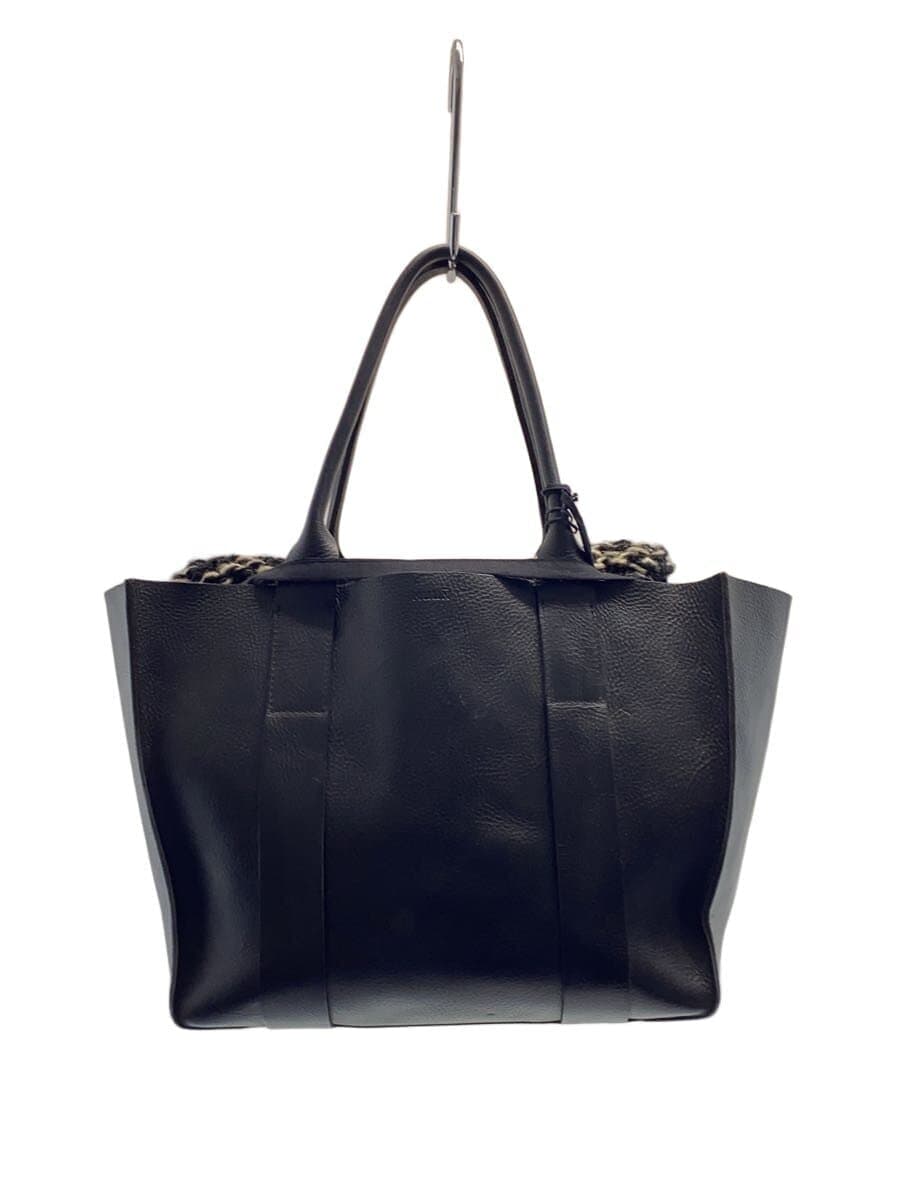 MUUN With Tag Leather Tote Bag Inner Knit Bag Black