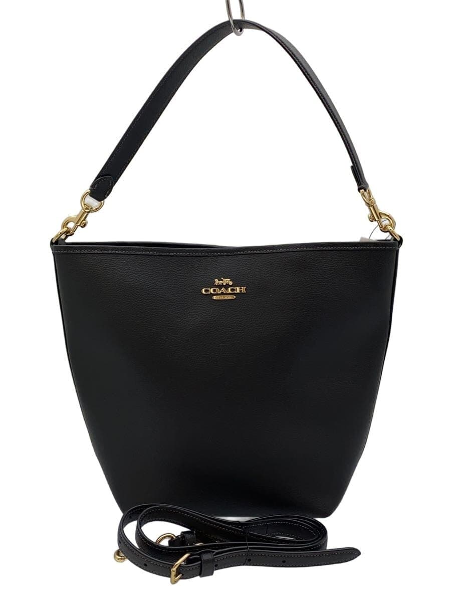 COACH Shoulder Bag Leather Black Plain CT803