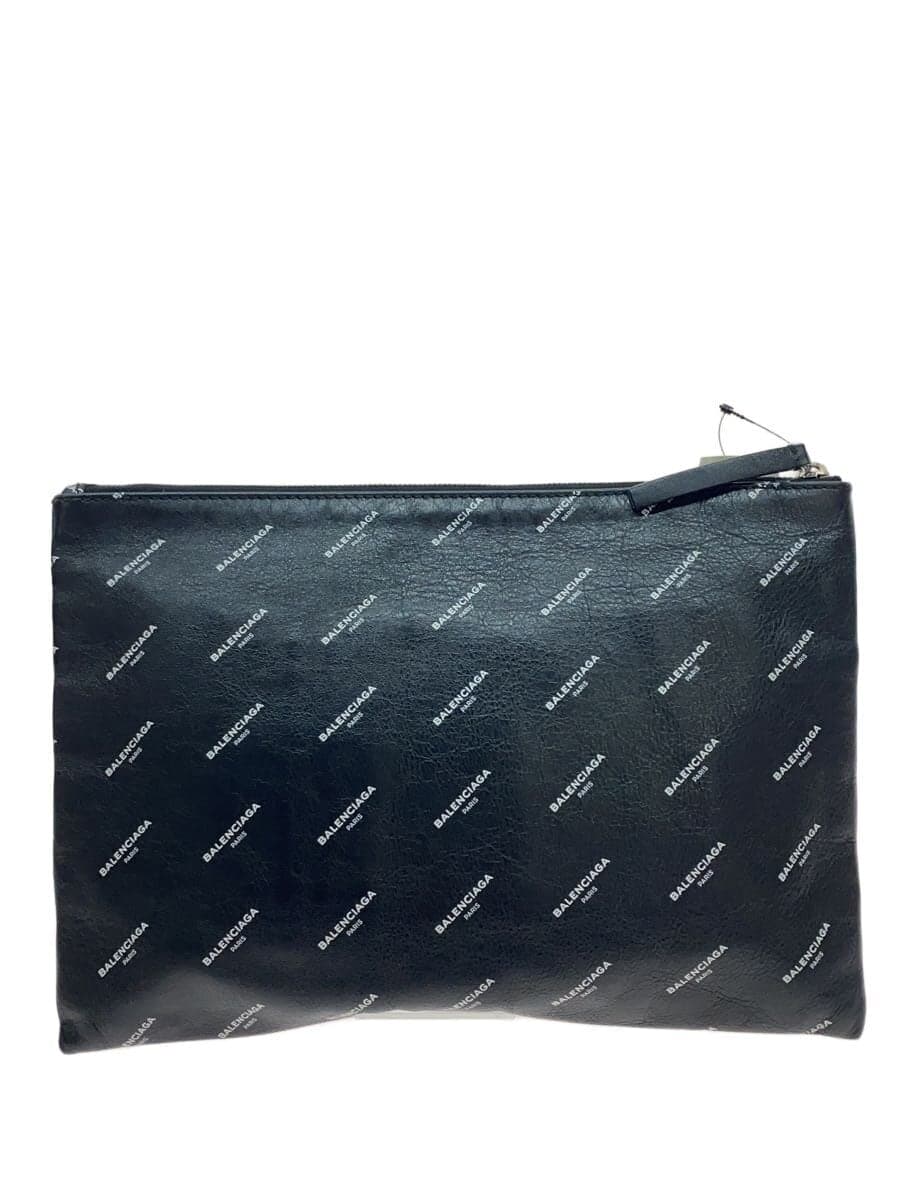 BALENCIAGA clutch bag leather BLK all-over pattern