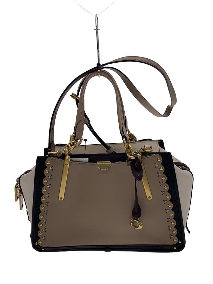 COACH Dreamer With Scallop Tote Bag Leather BEG 76421