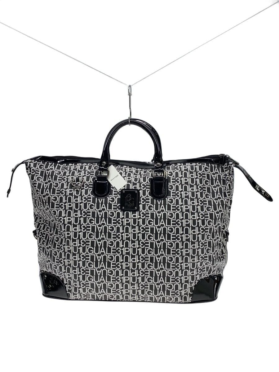 1piu1uguale3 Boston bag Leather Black All-over pattern