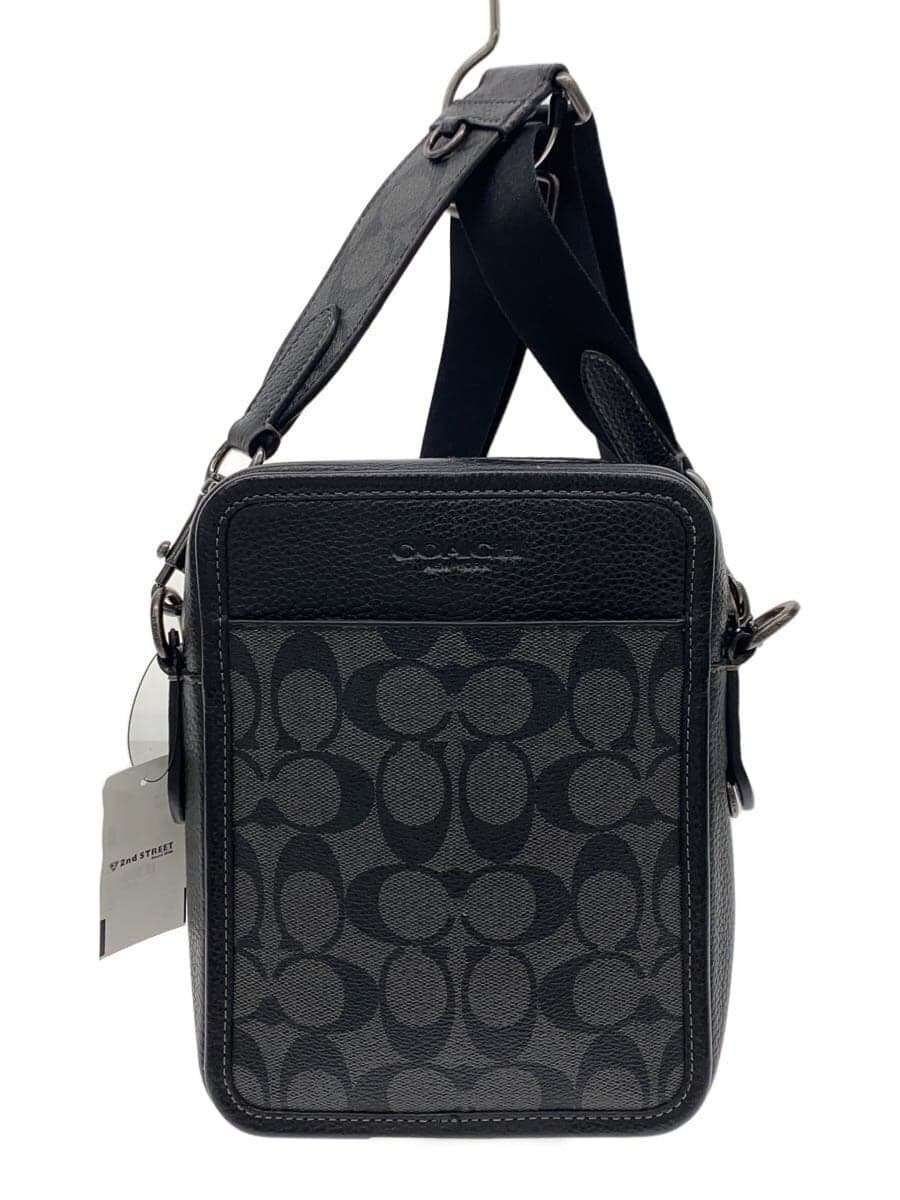 COACH Shoulder Bag Leather BLK All-over Print cc009 Black