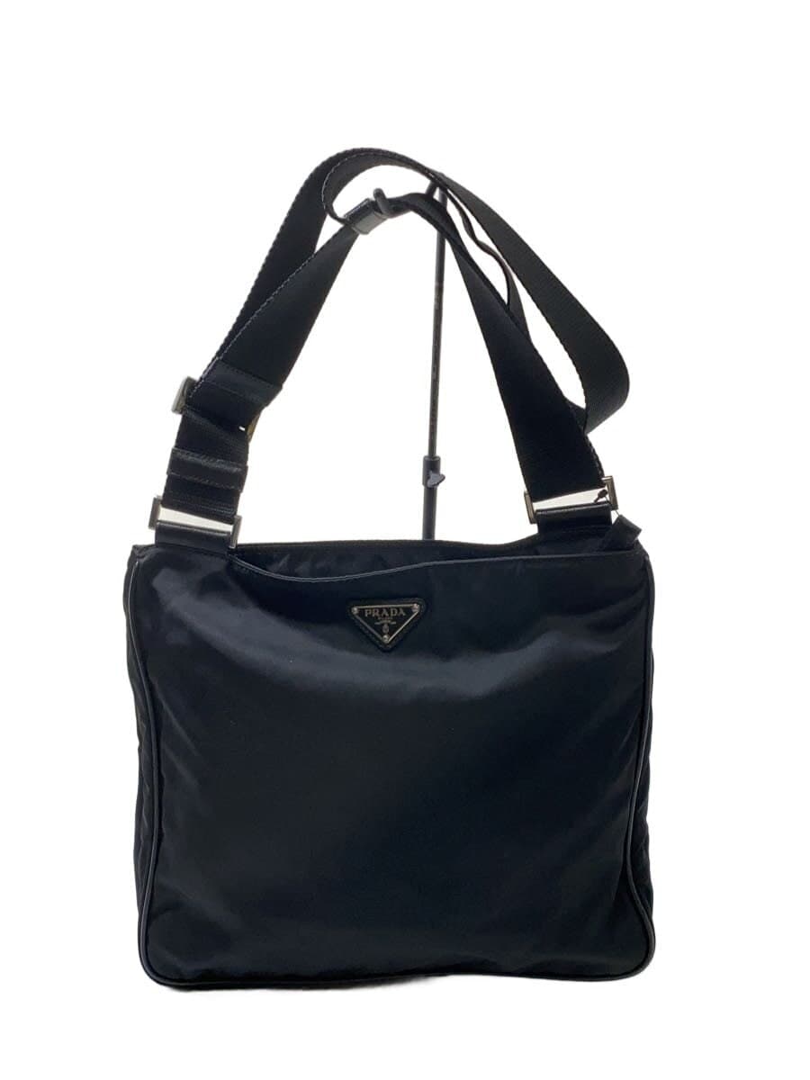 PRADA shoulder bag nylon BLK plain black black