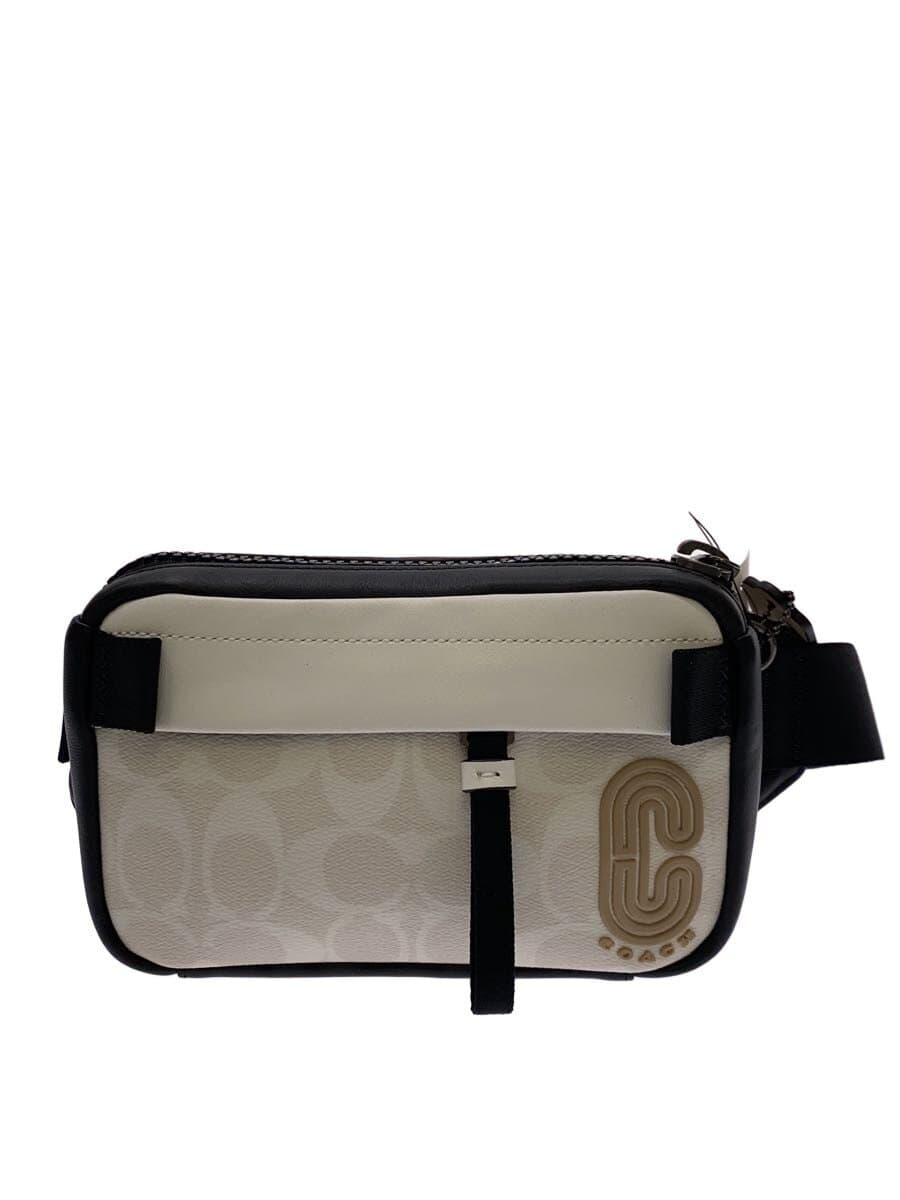 COACH Mini Edge Belt Bag Color Block Waist Bag Leather White All Over Pattern C4016
