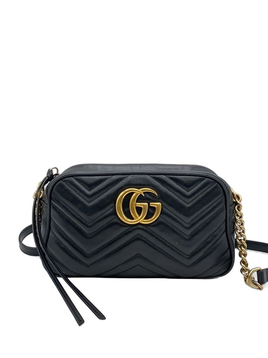 GUCCI Chain Shoulder Bag_GG Marmont _Quilted Leather BLK