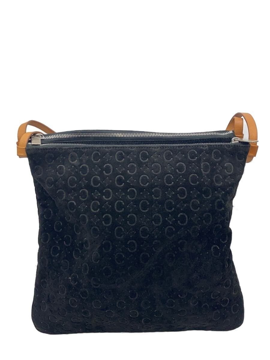 CELINE shoulder bag suede BLK Macadam pattern