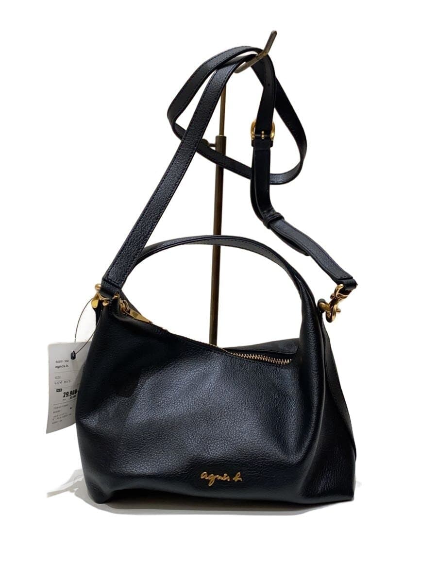 agnes b. Shoulder Bag Leather BLK ABS01-04