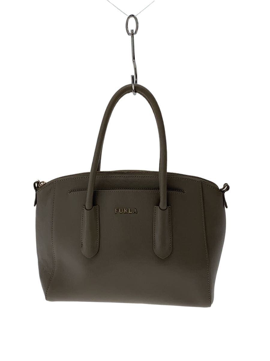 FURLA Handbag Leather GRY Solid