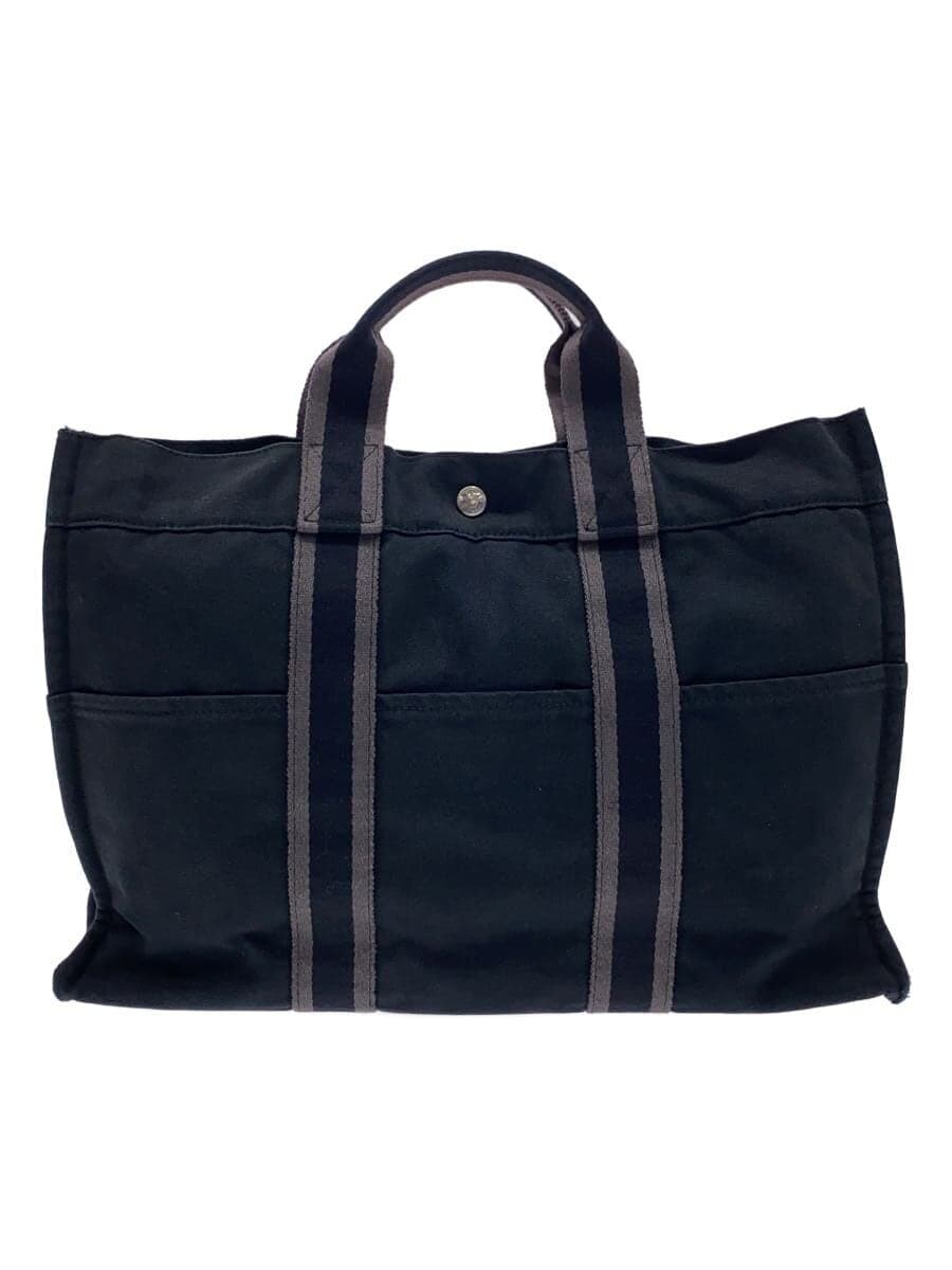 HERMES Fourre-Tout MM Tote Bag Canvas BLK