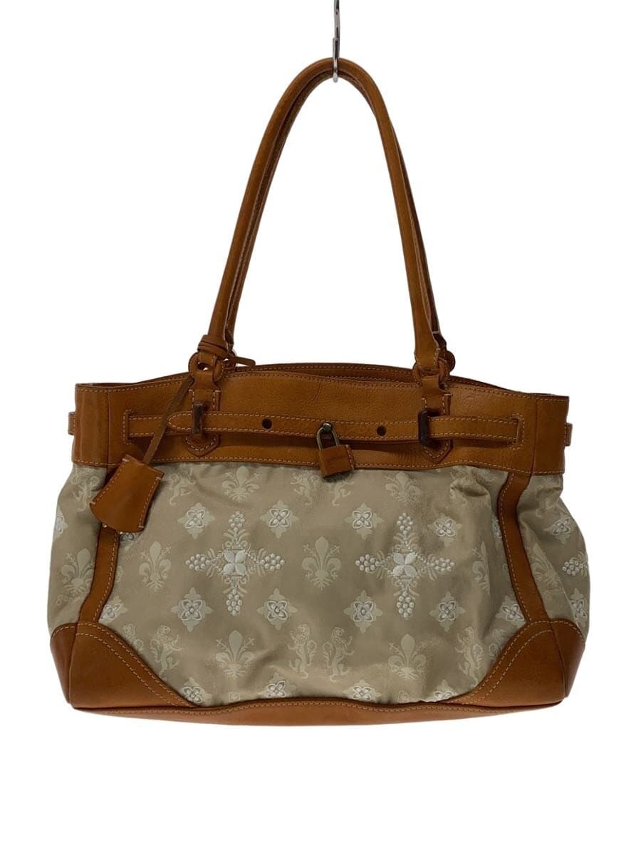 GENTEN Tote Bag Leather WHT All Over Pattern
