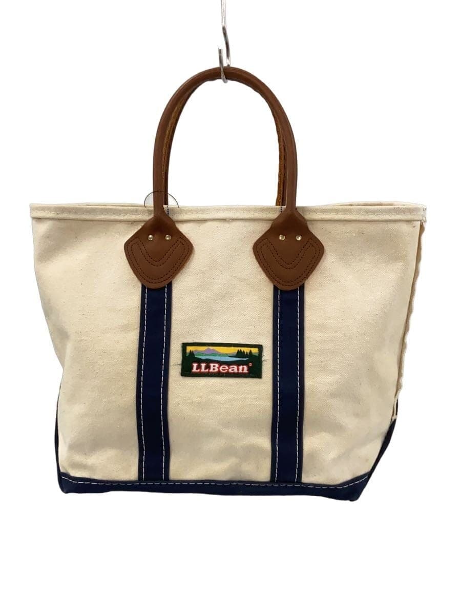 L.L.Bean 90s single color tag leather handle tote bag canvas CRM