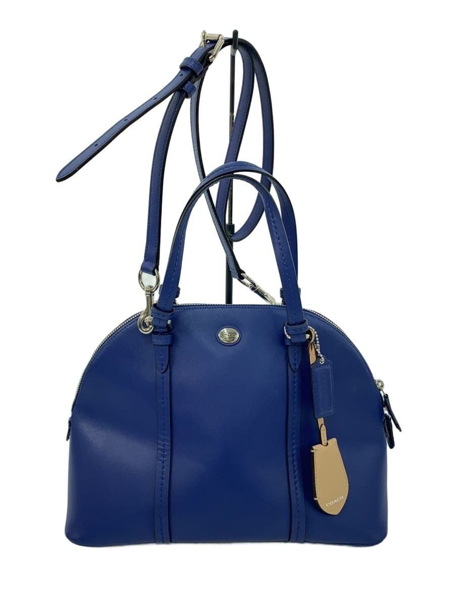 COACH Handbag All Leather Leather BLU Solid F25671