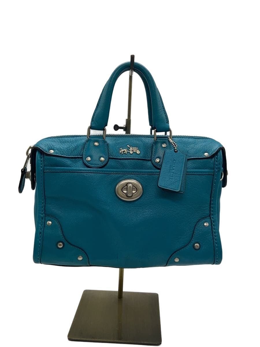 COACH handbag_ All leather Leather BLU Solid 33690