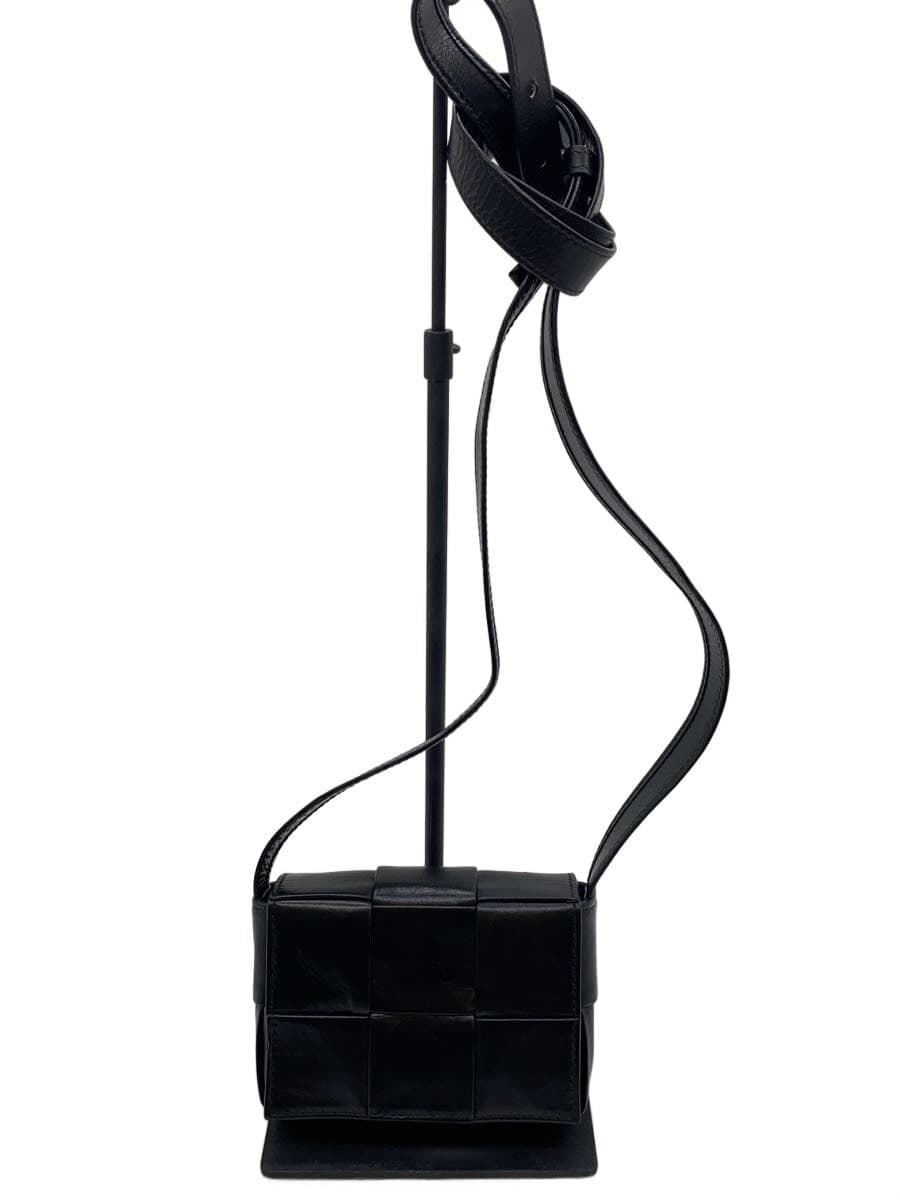 BOTTEGA VENETA Cassette Shoulder Bag Leather BLK 667048