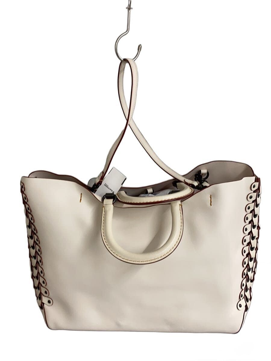 COACH Tote Bag Leather WHT Solid 86810