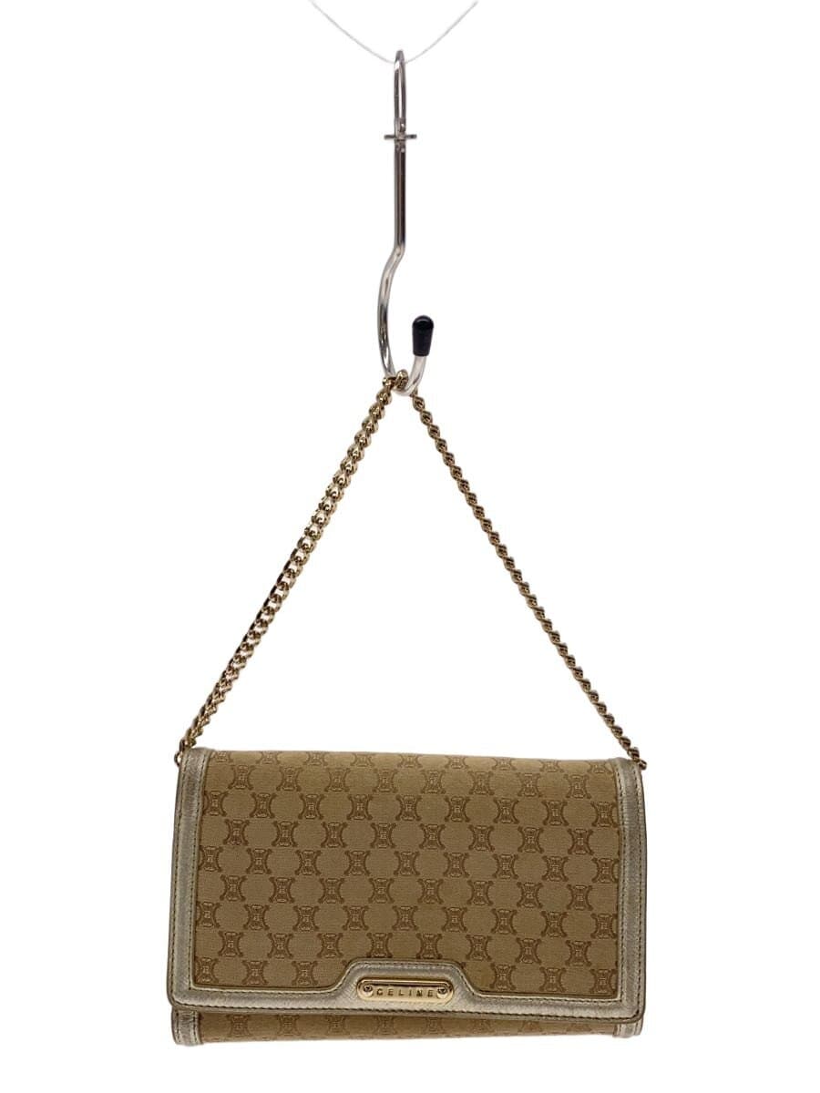 CELINE Shoulder Bag Canvas Beige All-over Pattern