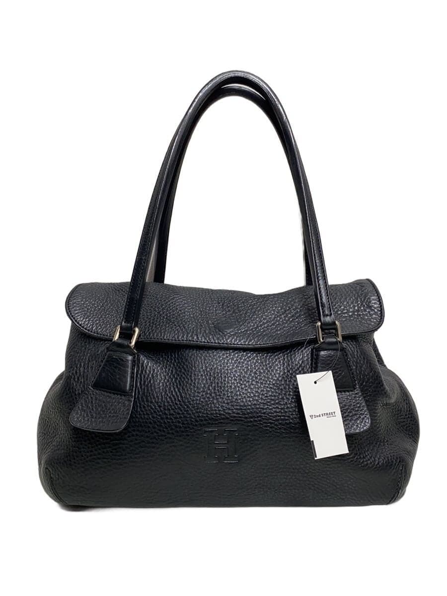 HIROFU handbag leather black plain