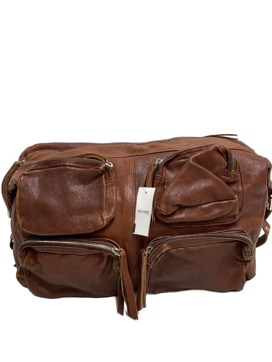 Other Brands 4-Pocket Shoulder Bag Leather BRW Solid Color