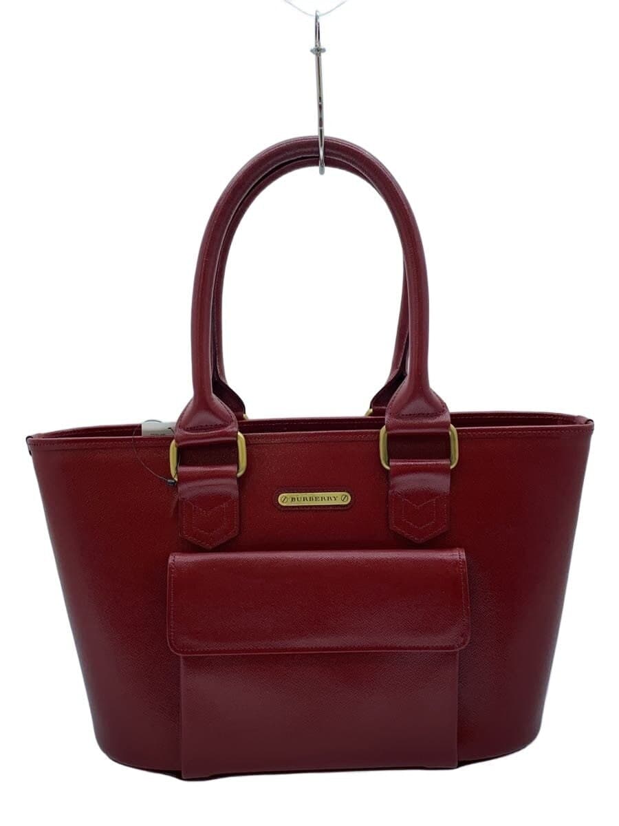 BURBERRY Handbag Leather RED Solid