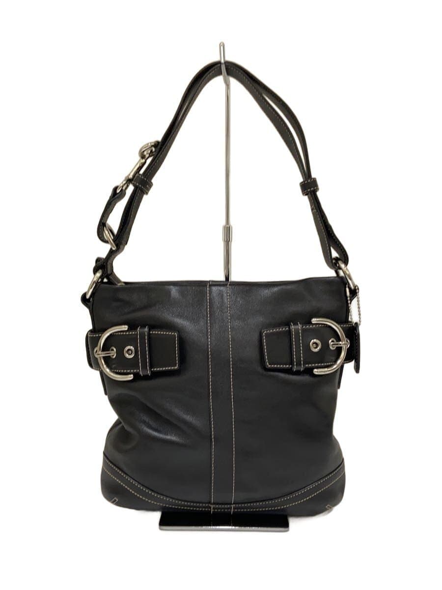 COACH Shoulder Bag Leather Black 1452