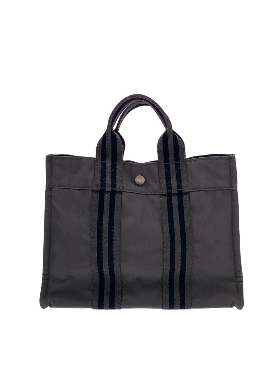 HERMES Handbag Canvas GRY Solid