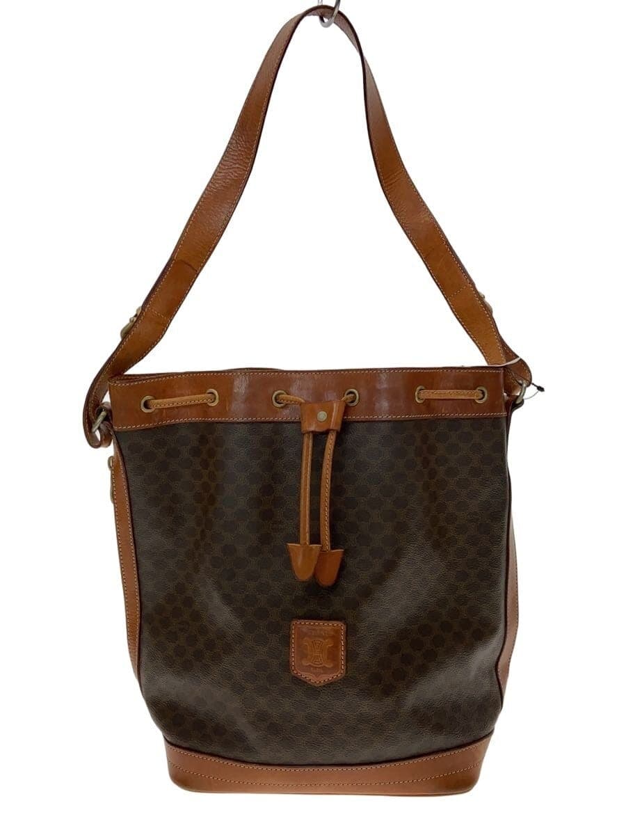 CELINEOLD Drawstring Bag Macadam Pattern Shoulder Bag PVC Brown All Over