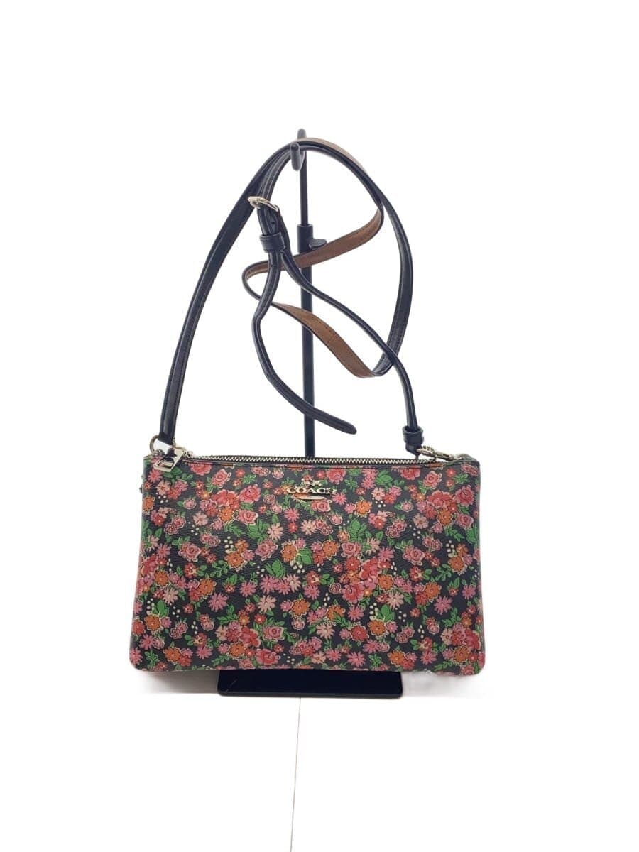 COACH Shoulder Bag PVC BLK Floral F57883 L1681