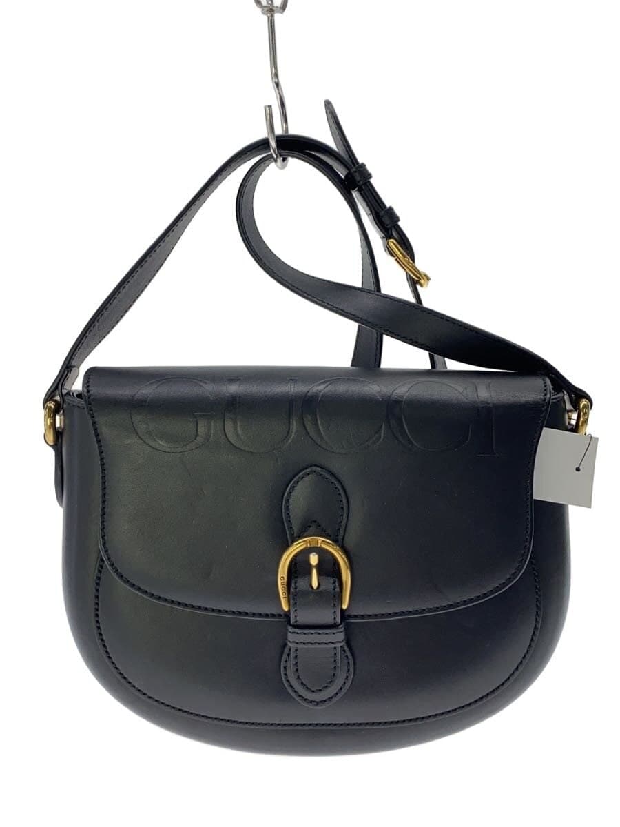 GUCCI Shoulder Bag Leather BLK 675923