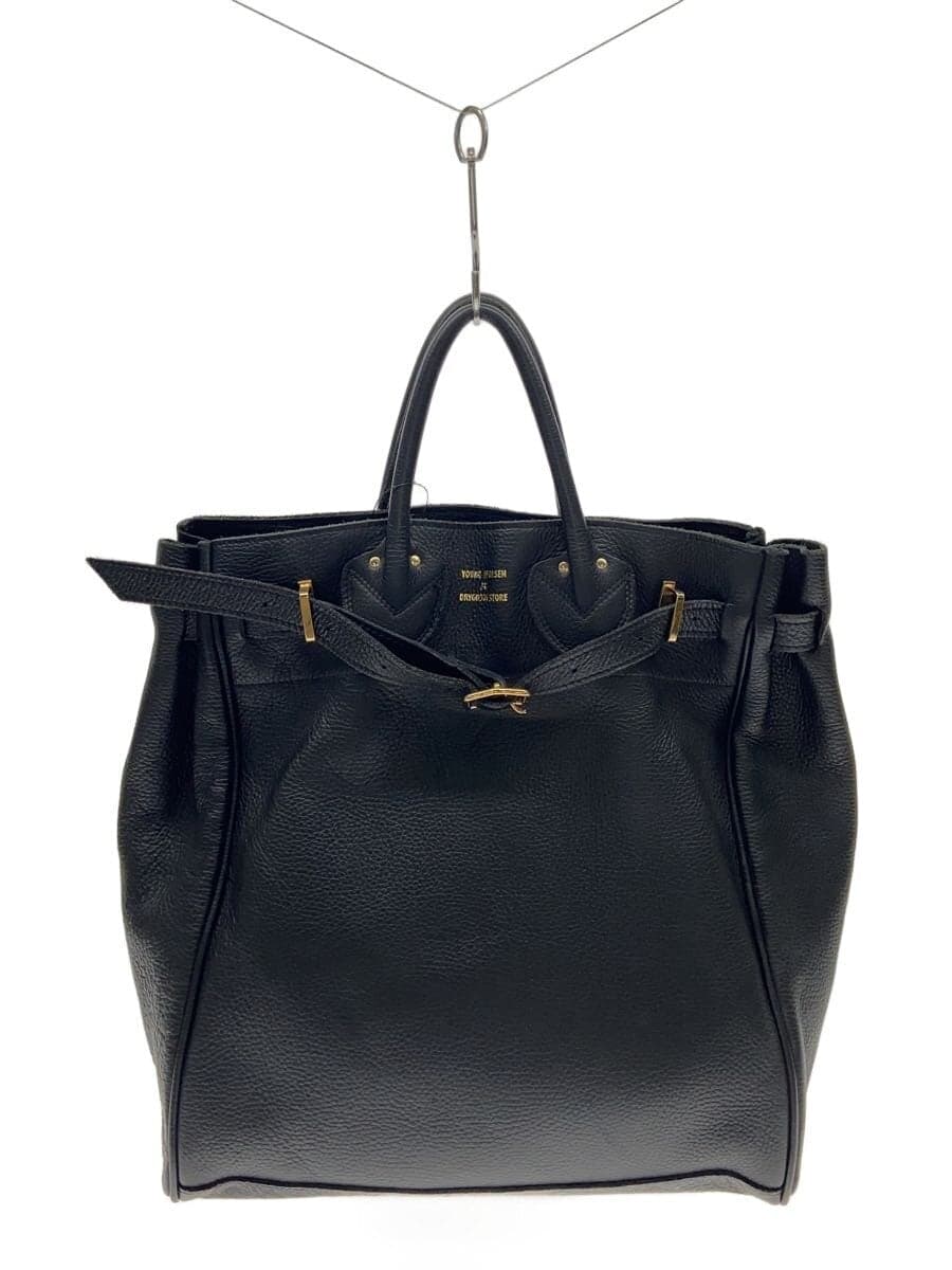 YOUNG & OLSEN tote bag leather BLK solid color