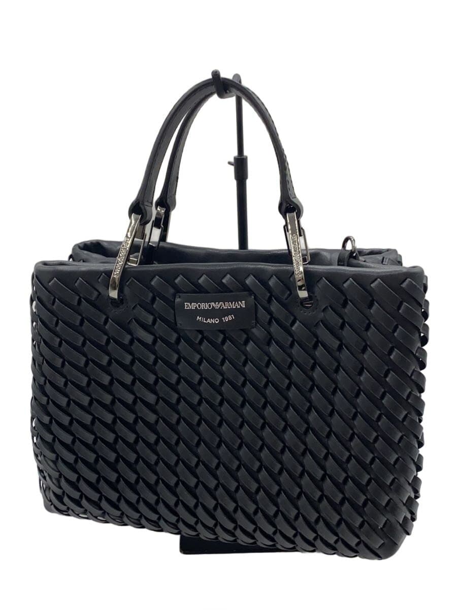 EMPORIO ARMANI My EA Braided Inner Pouch Handbag Leather BLK