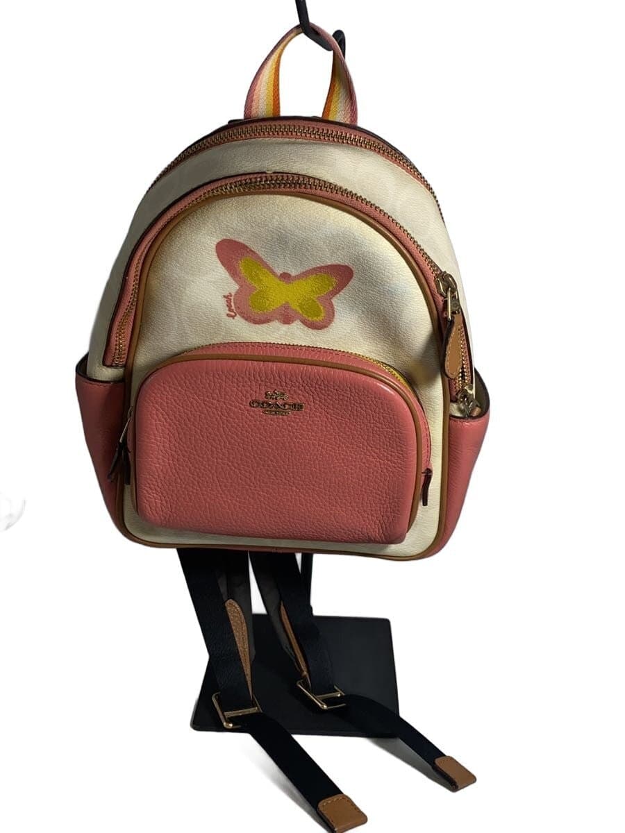 COACH Backpack Leather Beige All-over pattern C8257