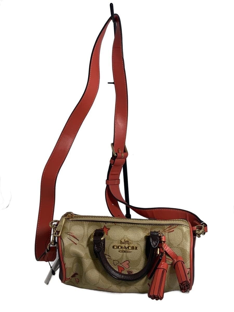 COACH shoulder bag leather BEG all-over pattern ck562