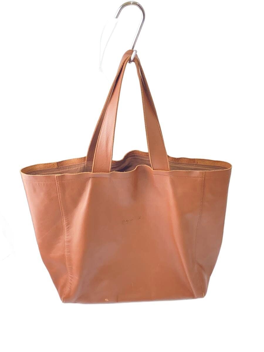 agnes b. tote bag cow leather BRW plain PAH02-01